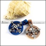 Blue and Rose Gold Stainless Steel Couple Pendants - p000023