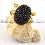 Black Artificial Diamond Ring in Steel - r000194