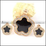Rose Gold Plum Blossom Stainless Steel jewelry set-s000136