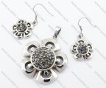 Crytal Grey Rhinestone Stainless Steel Flower Jewelry Set JS4100