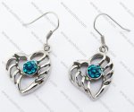 Crystal Cyan Stainless Steel Heart Dangler JE410021