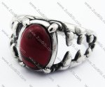 Stainless Steel Dark Red oval Stone Ring - JR370018