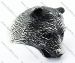 Stainless Steel Black Bear Ring - JR370056
