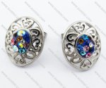 Glittery Rhinestone Stainless Steel Earring JE410007