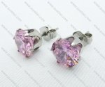 3mm Clear Pink Zircon Stainless Steel earring JE220007
