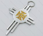 Two Tones Maltese Cross Pendant in Stainless Steel Metal - JP050