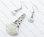 AB Color Crystal Microphone Stainless Steel Jewelry Set JS410009