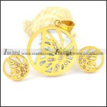Yellow Gold Shell Butterfly Stainless Steel jewelry set-s000156