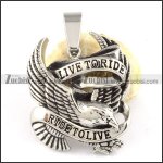 Stainless Steel LIVE TO RIDE Eagle Pendant-p000367