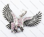 Stainless Steel Eagle Pendant with pale Pink Crystal - JP420006