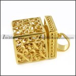 Gold Casting Box Pendant in Steel - p000089 Gold Casting Box Pendant in Steel - p000089