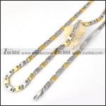 Two Tones Stainless Steel Necklace and Bracelet -s000160