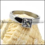 Square Zircon Ring in Stainless Steel - r000024