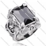 Stainless Steel Big Solid Dark Black Crystal Ring - JR350101
