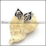 Heart Shaped Stainless Steel Skull Earring - e000066