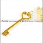 Gold Key Pendant in 316L Steel - p000110