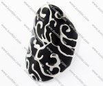Black Epoxy Flower Stainless Steel Ring - JR050064