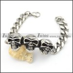 Stainless Steel Skull Biker Bracelet - b000567 Stainless Steel Skull Biker Bracelet - b000567
