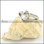 Stainless Steel Heart Ring with Zircon - r000283