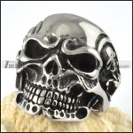 Big Stainless Steel Skull Maid Ring - r000091