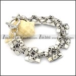 Stainless Steel Double Skulls Bracelet -b000603 Stainless Steel Double Skulls Bracelet -b000603