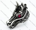 Stainless Steel Clear Red Stone Dragon Ring - JR370059