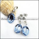 Clear Blue Faceted Oval Stone Stainless Steel jewelry set-s00008