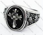 Black Stainless Steel Cross Corrosion Ring - JR370016