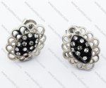 Black and White Rhinestone Stainless Steel Earring JE410010