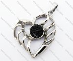 Hollowing Heart Stainless Steel Pendant w Black Stone JP410019