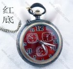 Vintage Lighting Pocket Watch with Dark Red Face - PW000012-5 Vintage Lighting Pocket Watch with Dark Red Face - PW000012-5