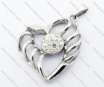 Heart Shaped Stainless Steel Pendant w Clear Rhinestone JP410018