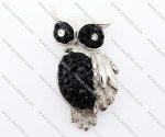 Stainless Steel Owl Pendant crafted of black Rhinestone - JP4200