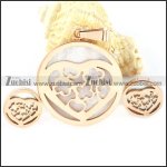 Rose Gold Shell Heart Stainless Steel jewelry set-s000157