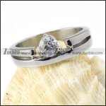 Clear Zircon Wedding Ring in Steel - r000026