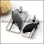 Black Wings Stainless Steel Couple Pendants - p000066