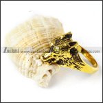 Antique Black Stainless Steel Wolf Ring - r000256