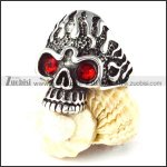 Red Eyes Fire Skull in Stainless Steel - r000260
