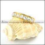 Gold Plating Ring in Stainless Steel with Zircon Stones - r00017
