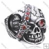 Red Rhinestone Stainless Steel One-eyed Skull Ring - JR350089