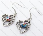 Colorful Rhinestones Heart Stainless Steel Ear Hook JE410001
