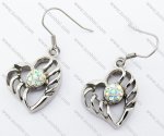 Clear Aurore Boreale Rhinestone Stainless Steel Heart Earring JE