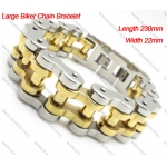 Men's Heavy Silver Biker Gold Polishing Biker Chain Bracelet -b0