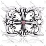 Simple Trendy Titanium Cross Buckle with Red Rhinestone for Unis